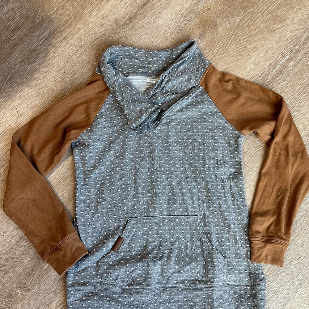 Maurices XS Cowl Neck 1/4 Zip Polka Dot Sweater